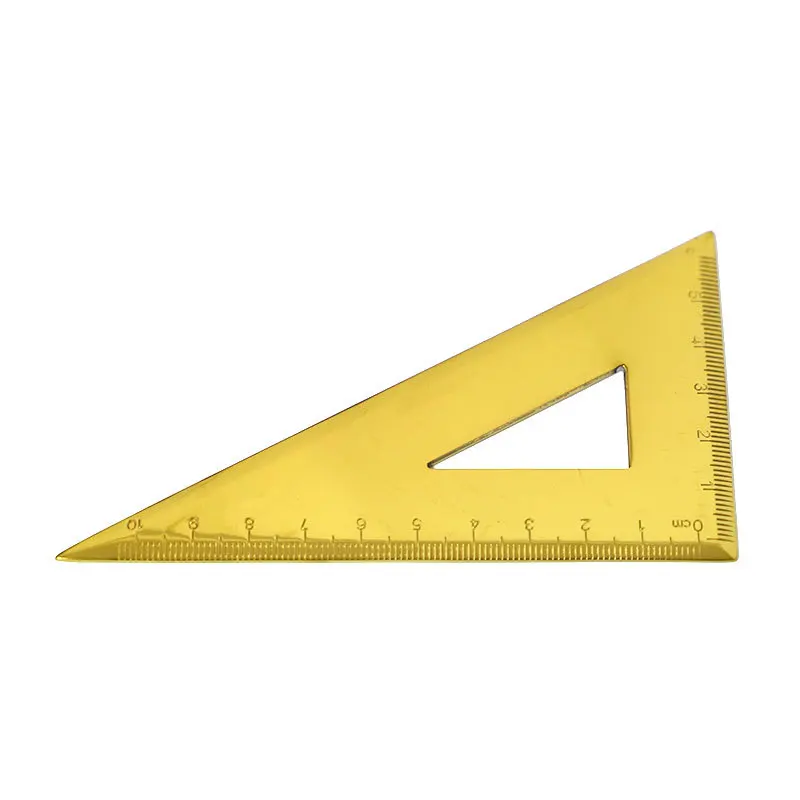 Линейка треугольная из нержавеющей стали набор 4 предметов золотистая Ретро