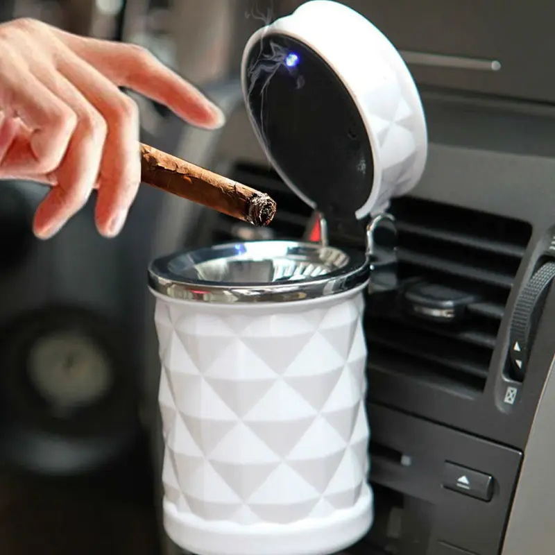 Портативный Нержавеющей Авто Сигареты Бездымного Пепельница с Синей Подсветкой