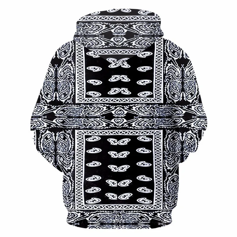 Худи OGKB мужское с 3d принтом черная бандана свитшот узором пейсли худи на молнии