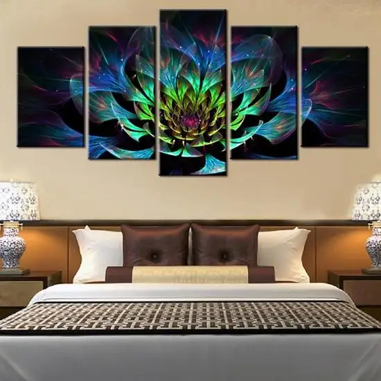 

5 шт. HD с цветочным принтом мозаика wall art модул Гостиная Холст Картина для украшения дома