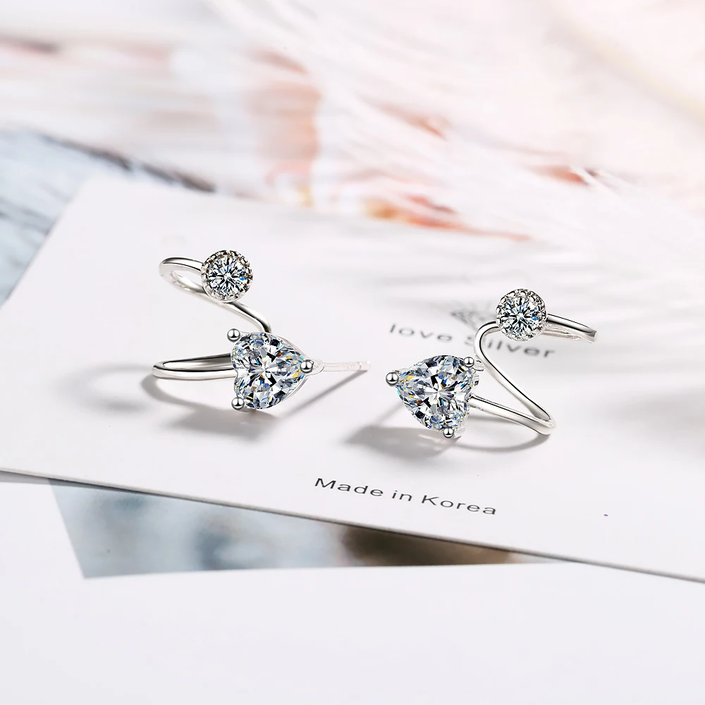 Женские серьги-Клипсы из серебра 925 пробы с фианитом | Украшения и аксессуары