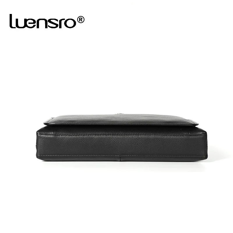 LUENSRO мужской портфель из натуральной кожи, Сумка с защитой от кражи, дизайнерская Повседневная Натуральная Воловья кожа, деловая черная сумка для ноутбука, мужской портфель