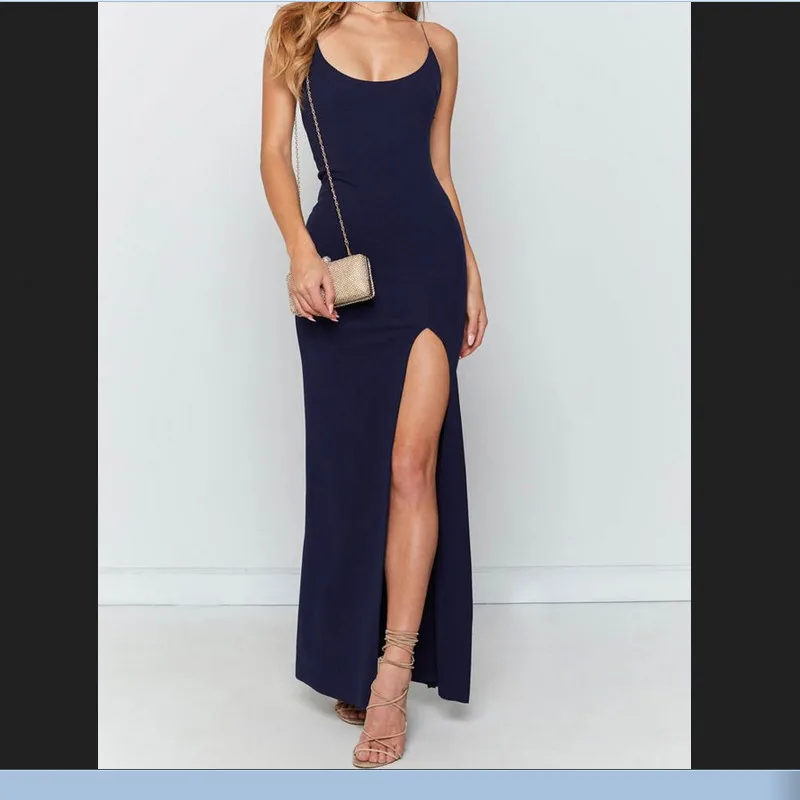 New Fashion Elegant Womens Backless Sexy Simple Solid Color Bandage Bodycon Summer Evening Party Club Long Dress | Женская одежда