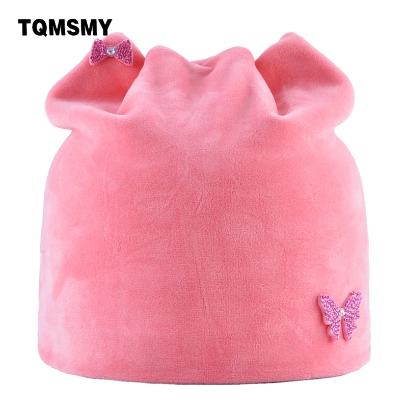 TQMSMY кошачьи уши простые вязаные двойные бархатные шапочки облегающие шапки для