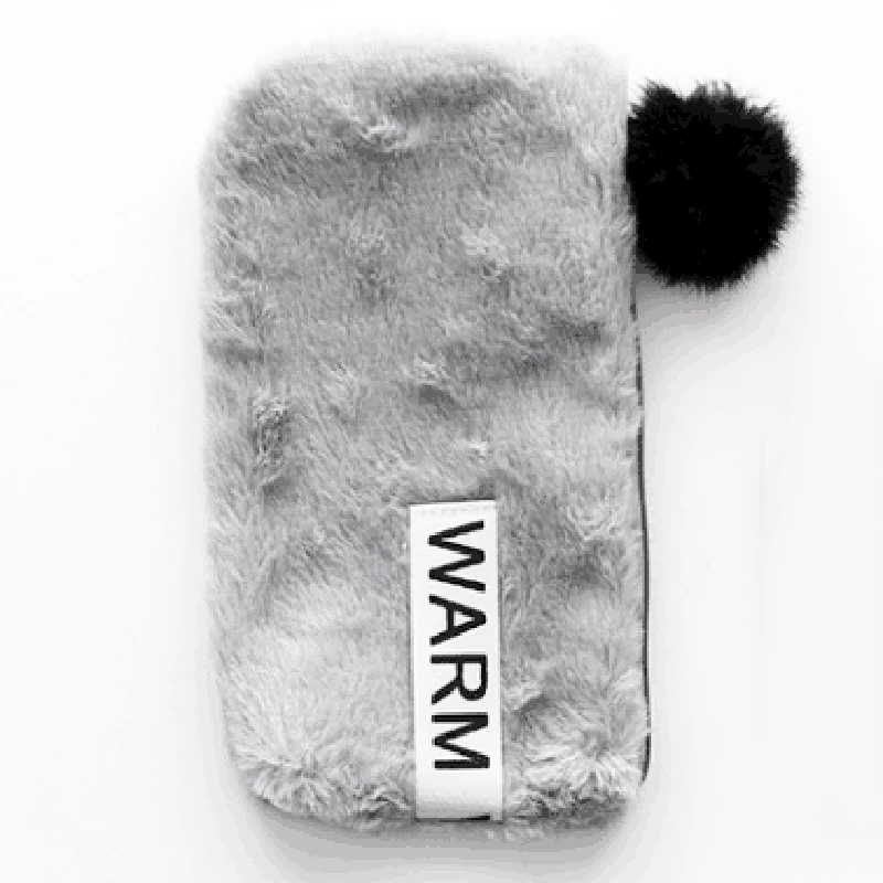 1 Pc Plush Pencil Bag Winter Warm Fur Furry Candy Color Cases With Hairball Zipper For Student School Office Supply | Канцтовары для