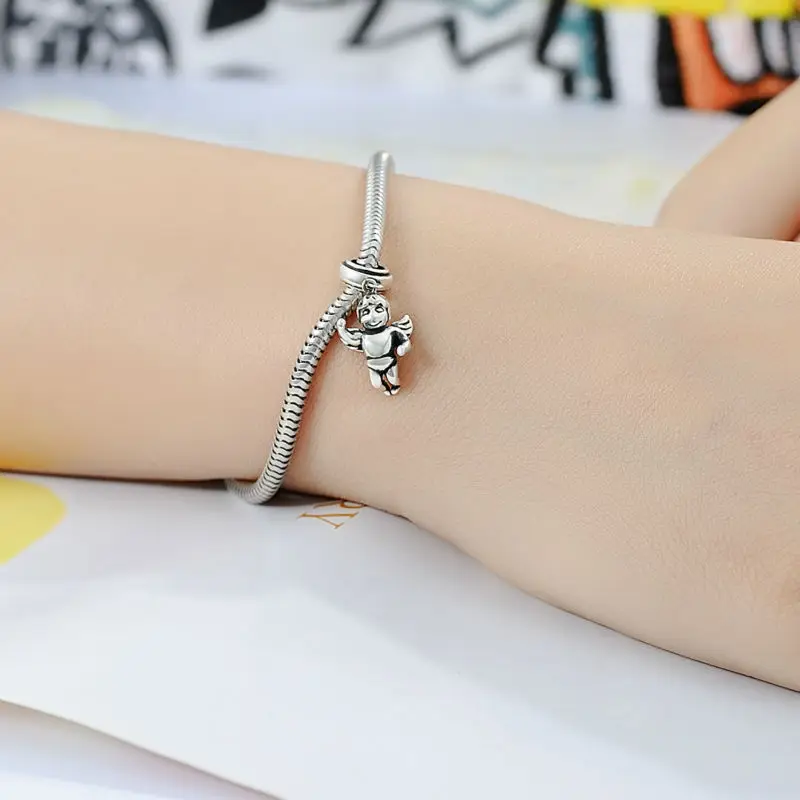 Серебряный Ангел Шарм подходит для браслета браслет женщин 100% Аутентичные