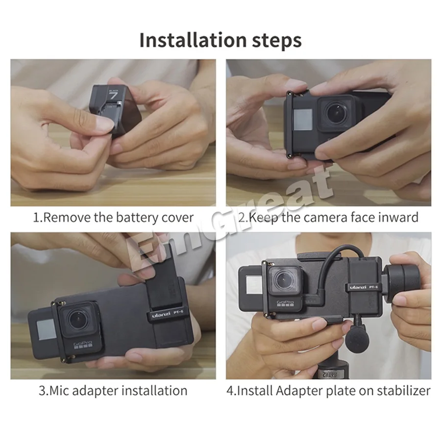 Ulanzi PT-6 Gopro пластина с микрофоном адаптер для 3-осевой карданный стабилизатор Moza Mini S Zhiyun Smooth 4 Feiyu Vimble 2 металлический чехол для экшн-камеры Gopro 7 6 5