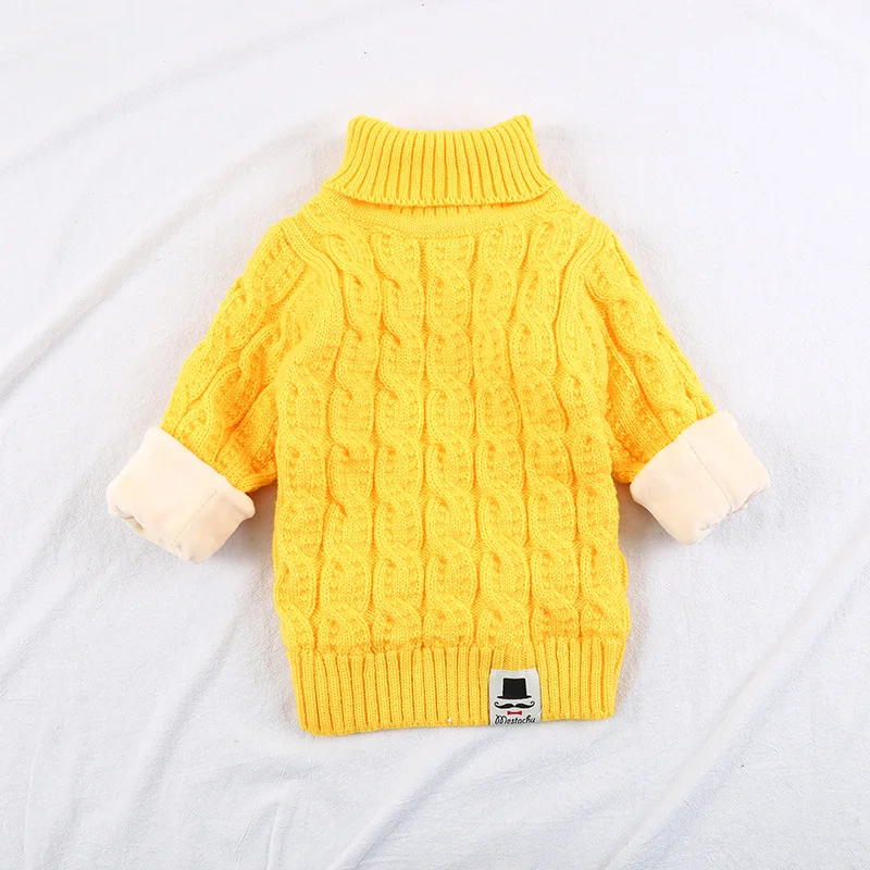 Зимний Детский свитер с высоким воротником шерстяной толстый длинными рукавами