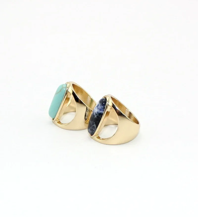 [JIMORE] Geometric Oval Stone Rings Fashion Finger Jewelry for Women Green Blue Natural Ring Party Cocktail ANN1216 | Украшения и
