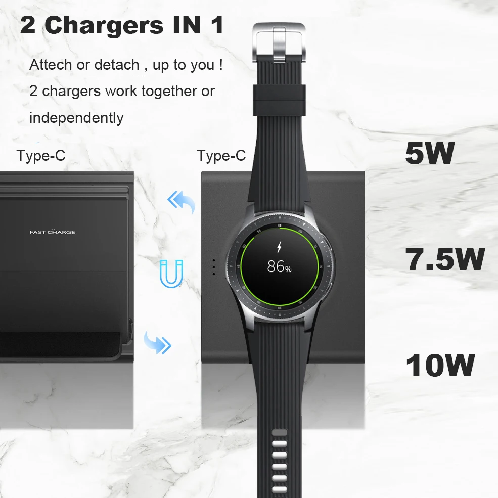 Быстрое зарядное Беспроводное устройство для iphone 8 x xs max samsung s10 s9 note 9 Samsung Galaxy Watch