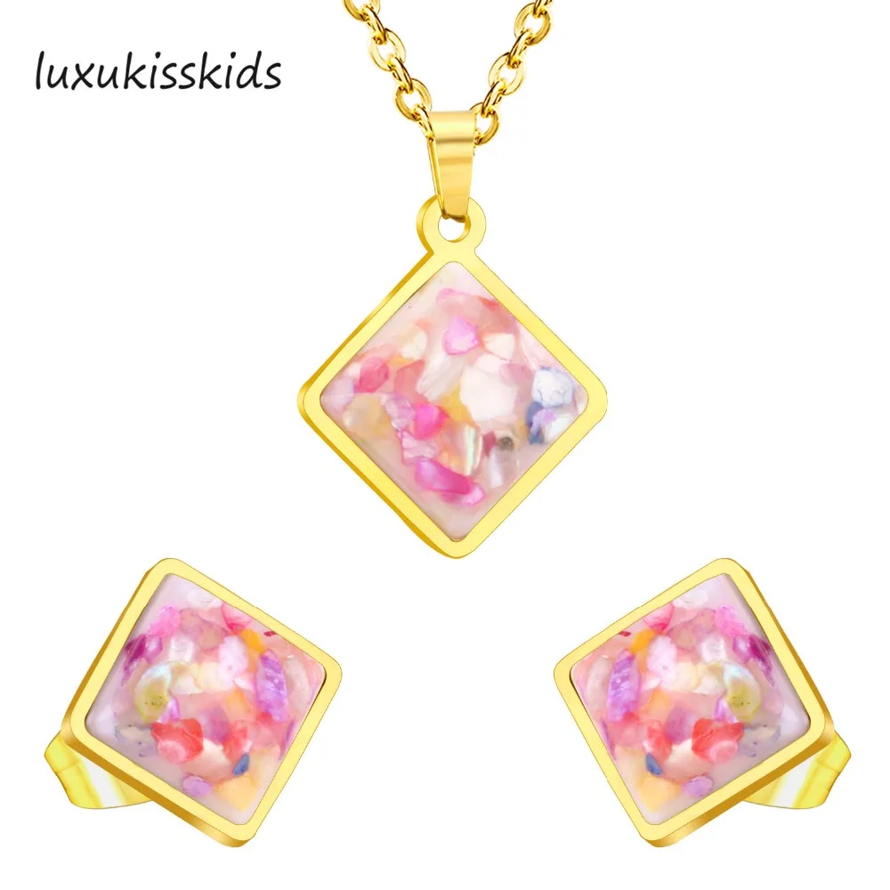 Ювелирные наборы LUXUKISSKIDS из нержавеющей стали золотого цвета серьги с