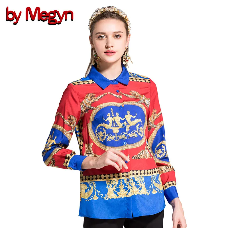 Женская Повседневная рубашка с длинным рукавом и принтом от Megyn большие размеры