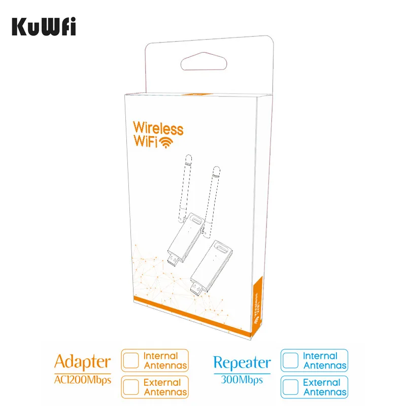 KuWFi мини-usb Wi-Fi адаптер 1200 Мбит/с двухдиапазонный беспроводной Wifi адаптер 802.11ac Wifi антенна приемника Dongle сетевая карта с интерфейсом USB