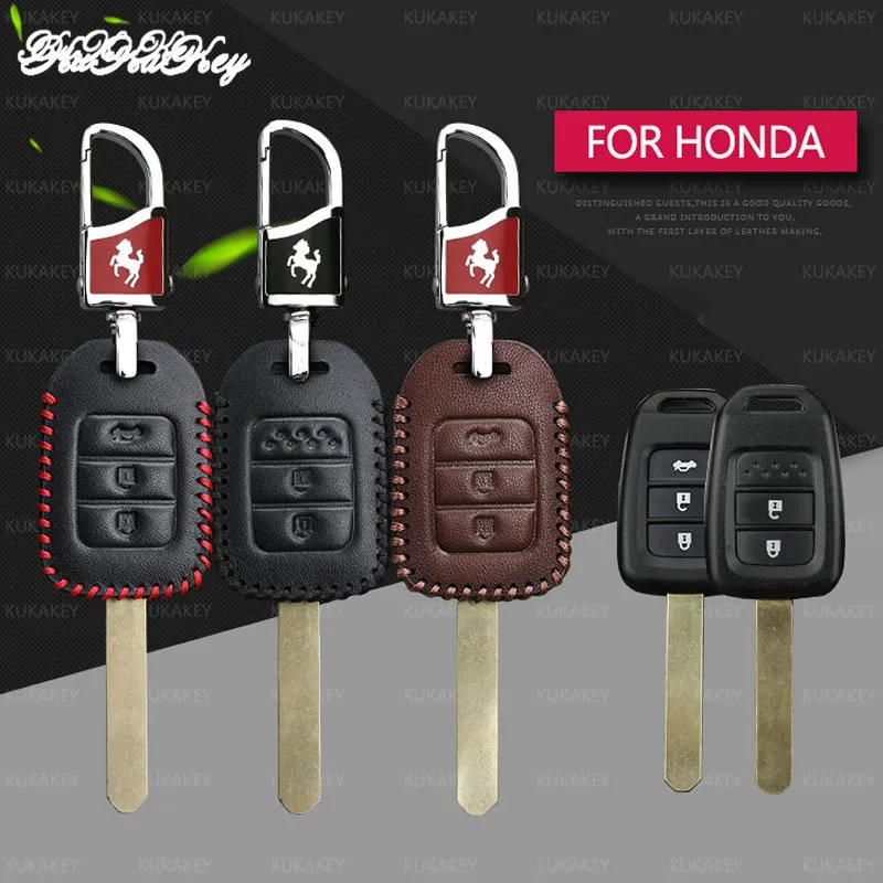 Кожаный чехол KUKAKEY для автомобильного ключа с двумя и 3 кнопками Honda XRV CRV Accord Crown