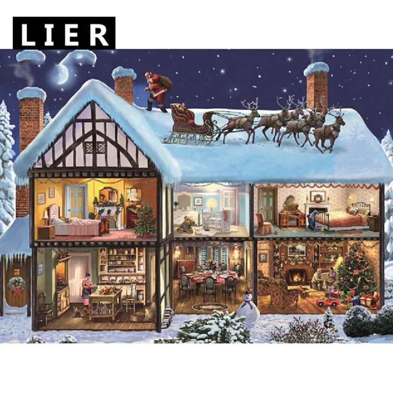 Алмазная вышивка домашнего пейзажа 5D DIY квадратная полная алмазная живопись снега Вышивка Рождество.