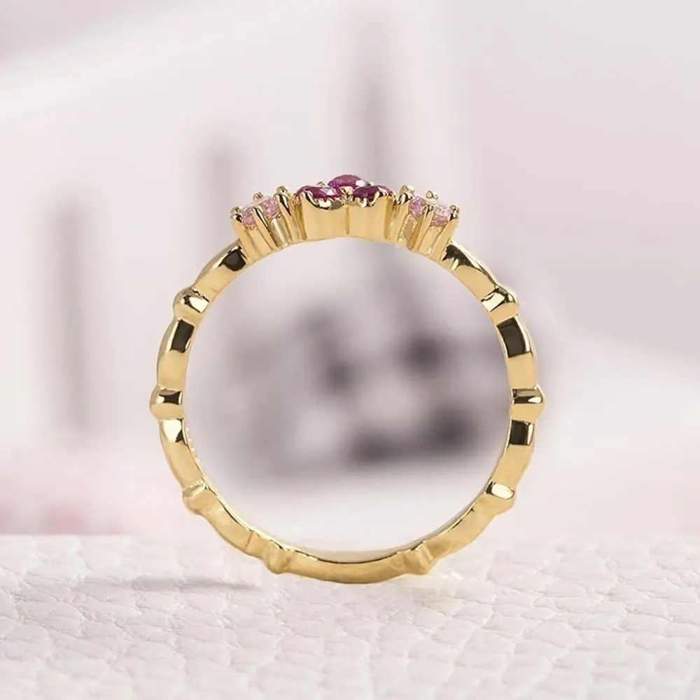 Модные свадебные кольца в форме красного сердца с кристаллами золотого цвета