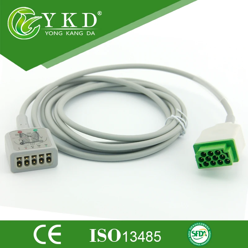 GE-Marqutte 11pin ECG кабель для мониторинга пациента магистралей AHA/IEC 5 выводов