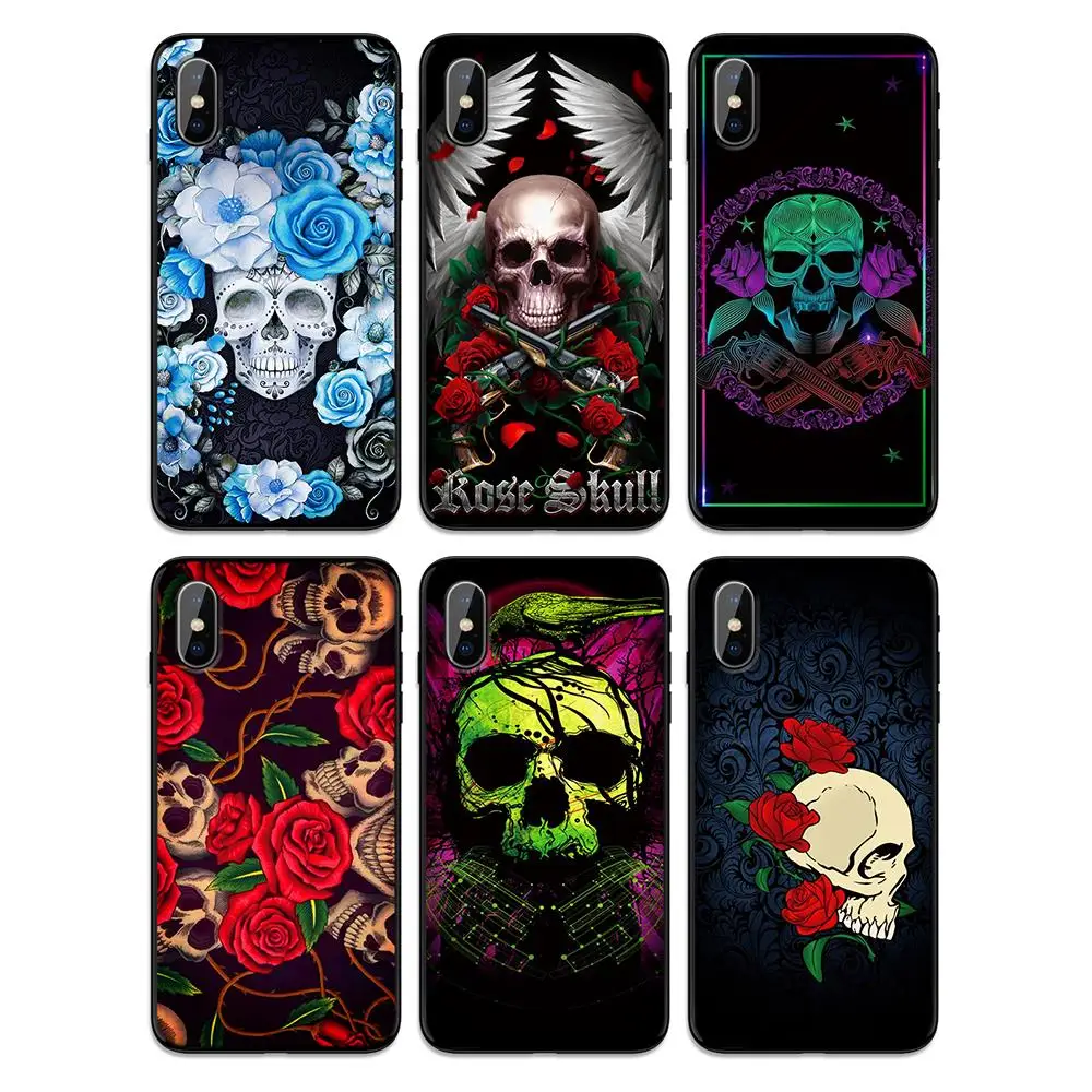 Розовый Череп Мягкий ТПУ чехол для Apple iPhone 6 6S 7 8 Plus 5 5S SE X XS MAX XR силиконовые