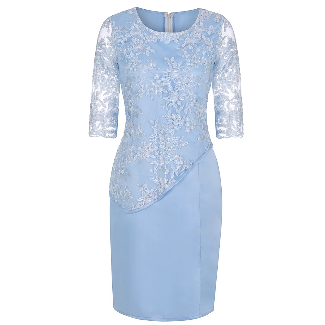 Women Elegant Half Sleeve Floral Lace Dress Plus Size Summer Fashion Ladies Evening Party Mesh Dresses Vestidos Large | Женская одежда