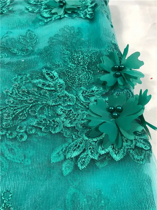 Высококачественная нигерийская 3D Свадебная кружевная ткань зеленые новейшие