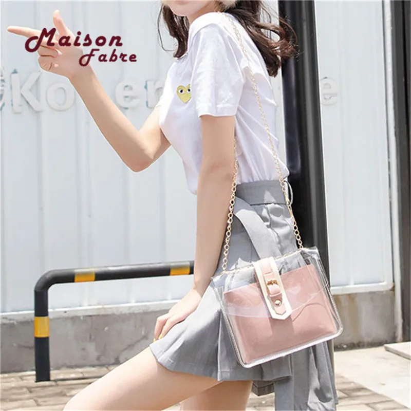 Прозрачные ПВХ сумки на плечо женские сумочки и ярких цветов однотонные