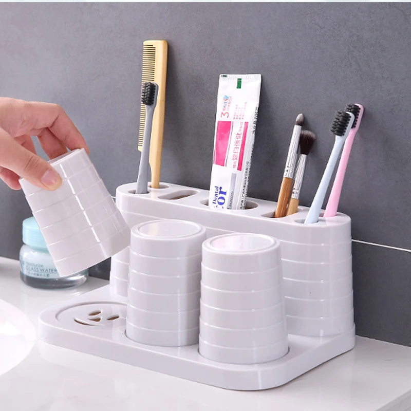 050 Simple Bathroom Toothbrush Holder Racks Toothpaste Organizer Soap Brush Accessories | Дом и сад