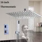 Смеситель для душа, 16 дюймов, термостатический, хромированный, с 2-ходовым клапаном