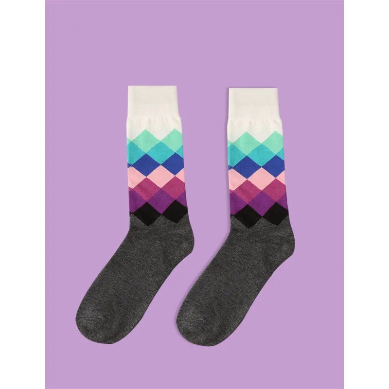 Dark gray Бренд Happy Socks Harajuku стиль Мужские градиентный цветной носок Новинка Британский мужские Гольфы бизнес носки без пятки - Цвет: Dark gray