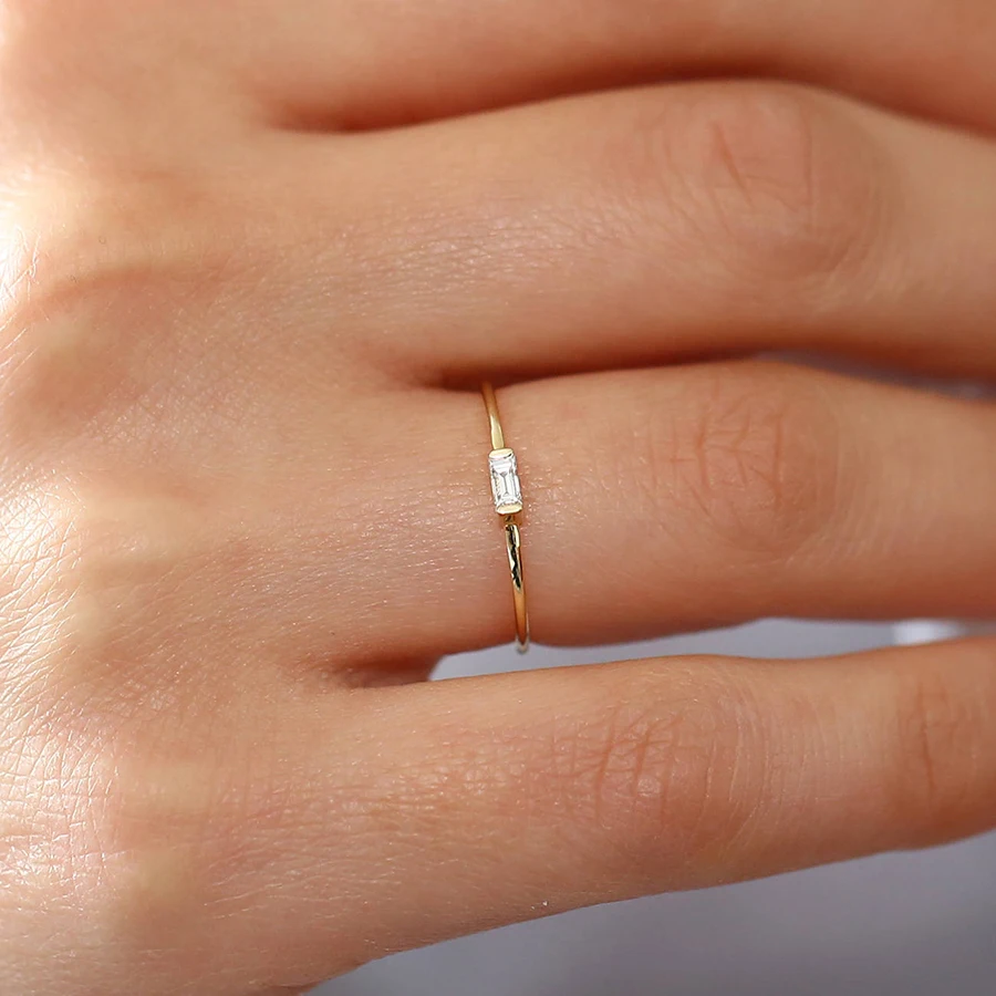 14 К желтого золота Изумрудный Муассанит обручение кольцо lab Diamond Solitaire