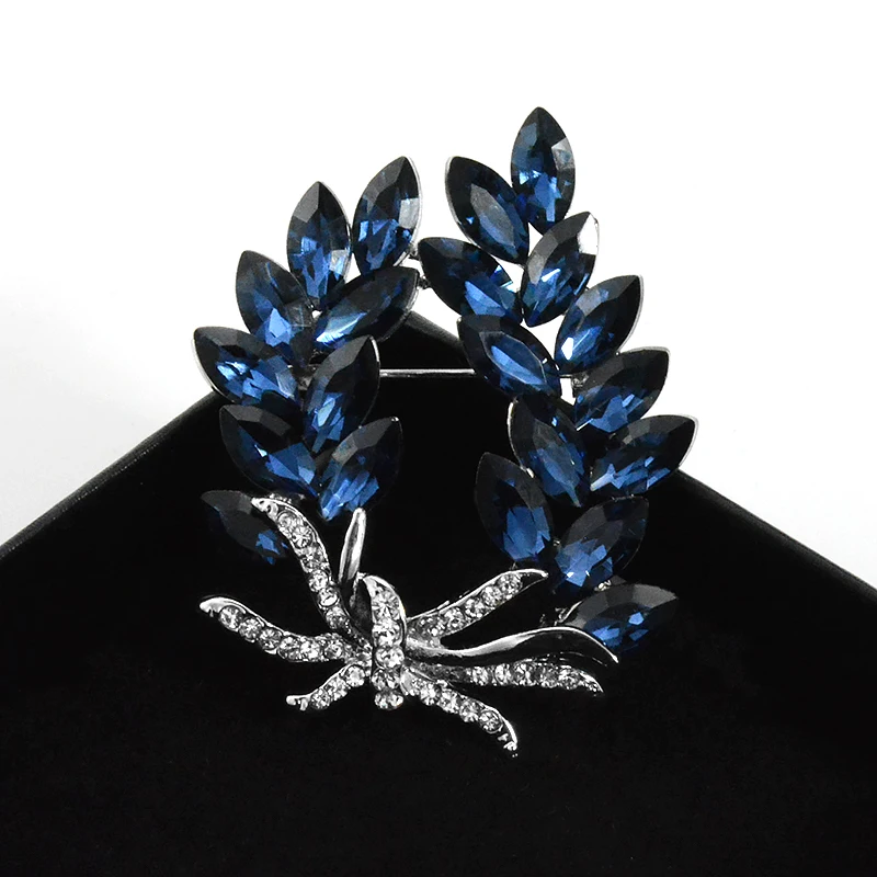 Женские винтажные булавки и броши в форме цветка с синими кристаллами стразы