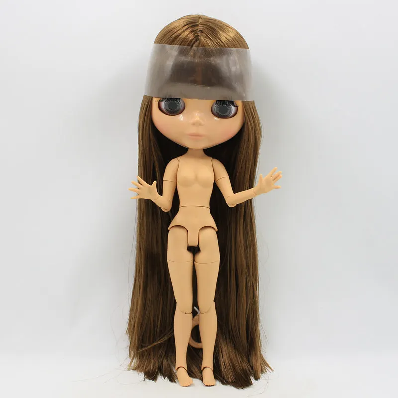 Фабрика шарнирная кукла blyth коричневый прямые жирные волосы загар кожа игрушка подарок BL0623 игрушка подарок - Цвет: tan skin