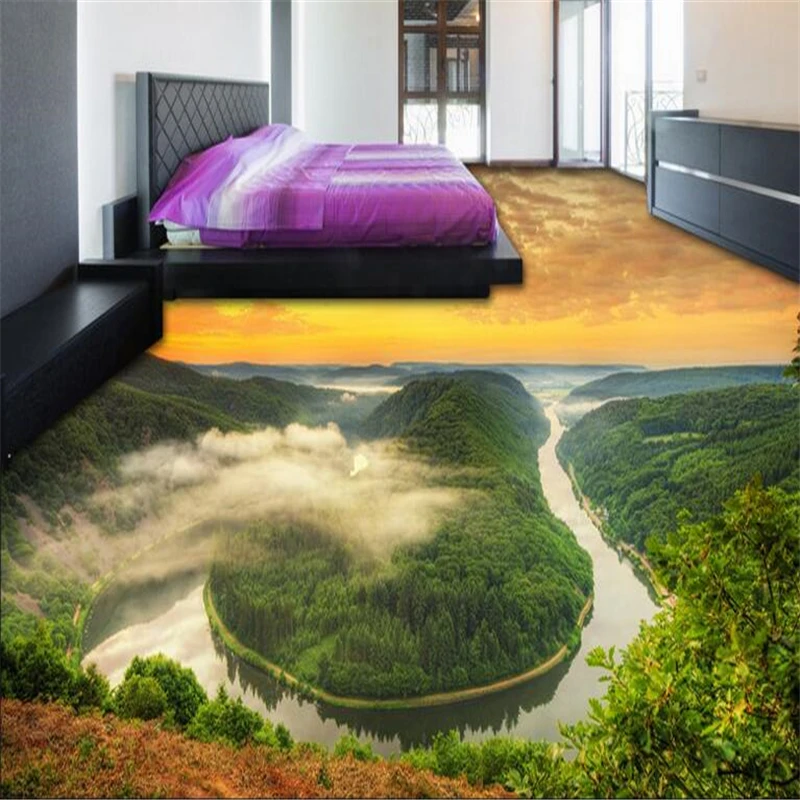 Обои для украшения дома 3D полы на заказ с изображением гор и рек водопады|background