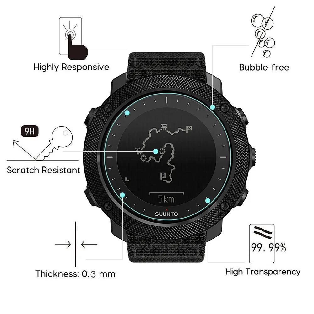 9H Hardness Tempered Glass Screen Protector For Suunto Traverse Alpha Watch Ultra Clear Explosion-proof Anti Scratch Film | Электроника