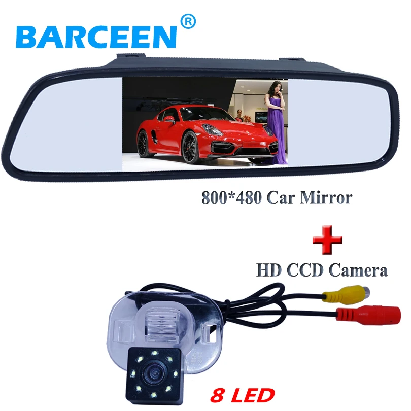

4.3" hd lcd car mirror+plastic shell 8 led waterproof car rearview camera use for KIA FORTE for Hyundai Verna Sloaris Sedan