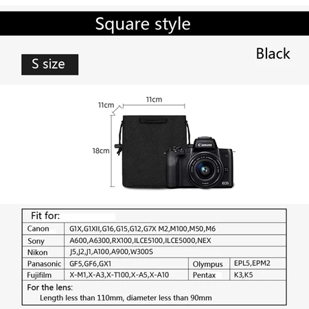 Square-S size -black Сумка BUBM для объектива камеры - Цвет: Square-S size -black