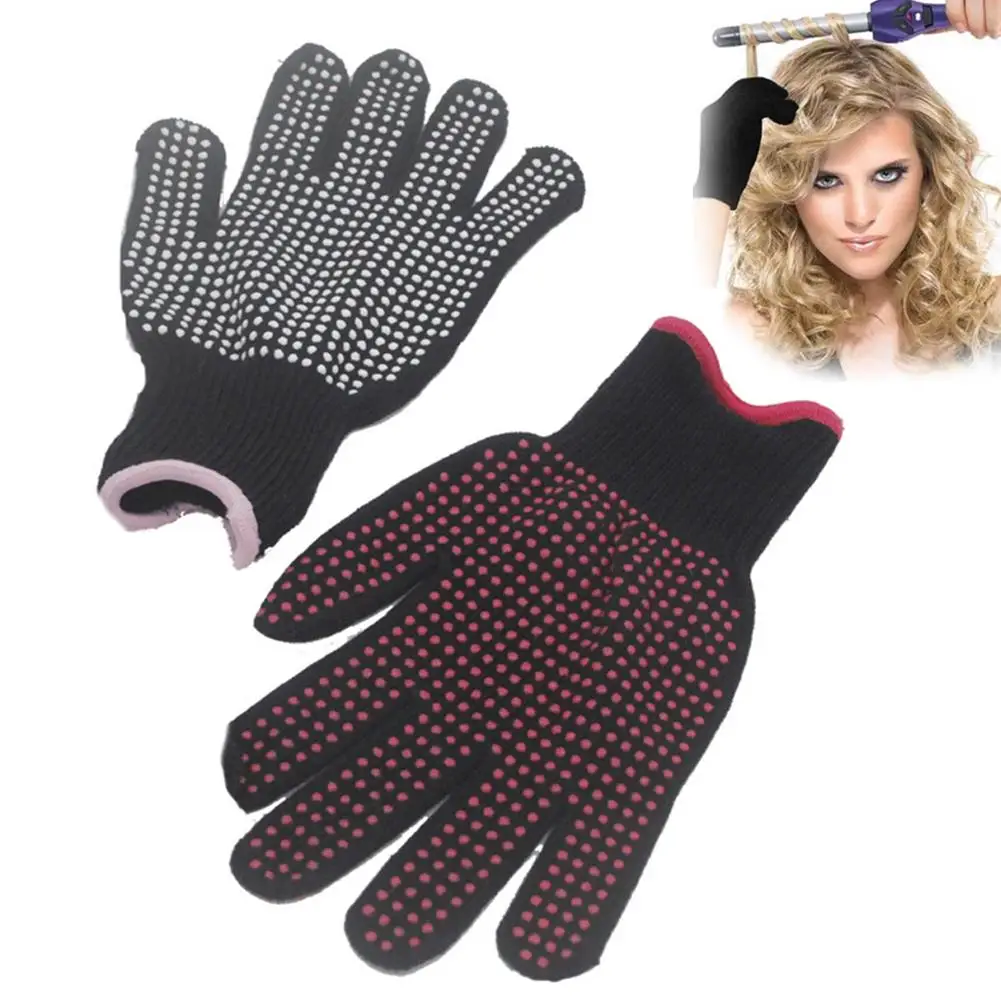 

1pc Hair Straightener Curling Tong Hairdressing Heat Resistant Finger Gloves Skid Burn-proof Resistance White Red High Quality