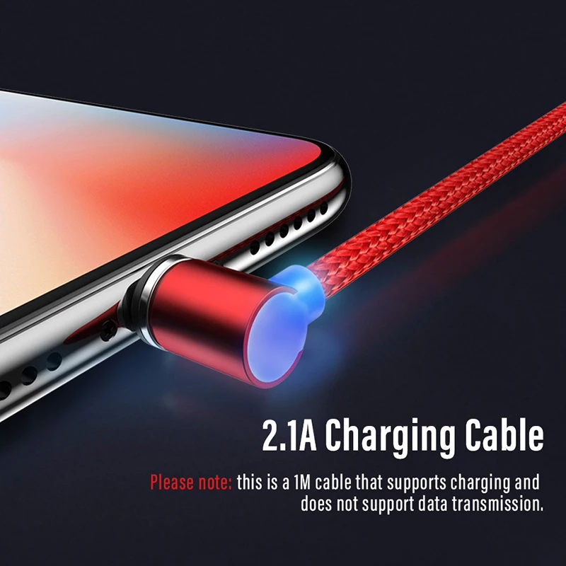 Магнитный зарядный кабель Micro LED USB Type C осветительный 2 1 А быстрой зарядки USBC/Type
