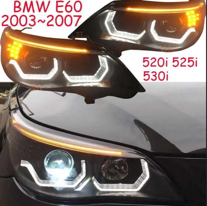 2pcs headlight Видео дисплей E60 фары, 2003~ 2007, 520i 525i 530i, E60 задний фонарь, 2 шт., автомобильные аксессуары, u-образный светодиодный DRL Объектив ангельские глазки - Цвет: 2pcs headlight