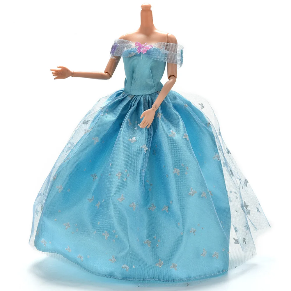 1 шт. многослойное Цветочное платье для куклы синее кружевное свадебное бабочка