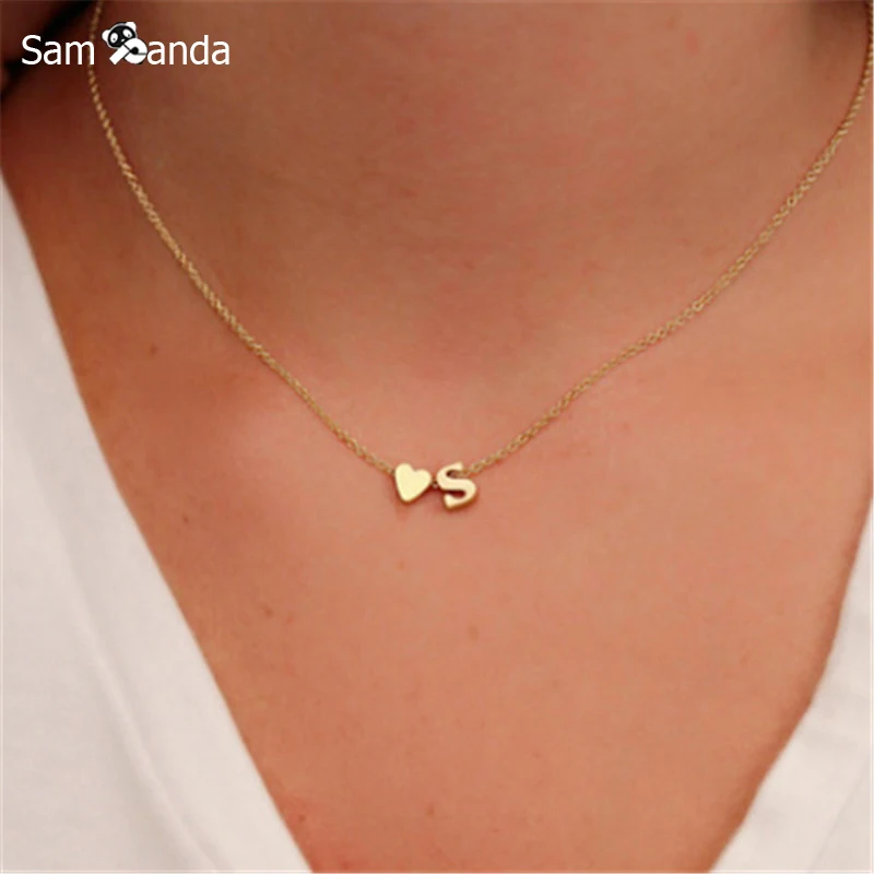 Цепочка с подвеской буквой и именем сердца золотистая 2019|Ожерелья подвеской| |