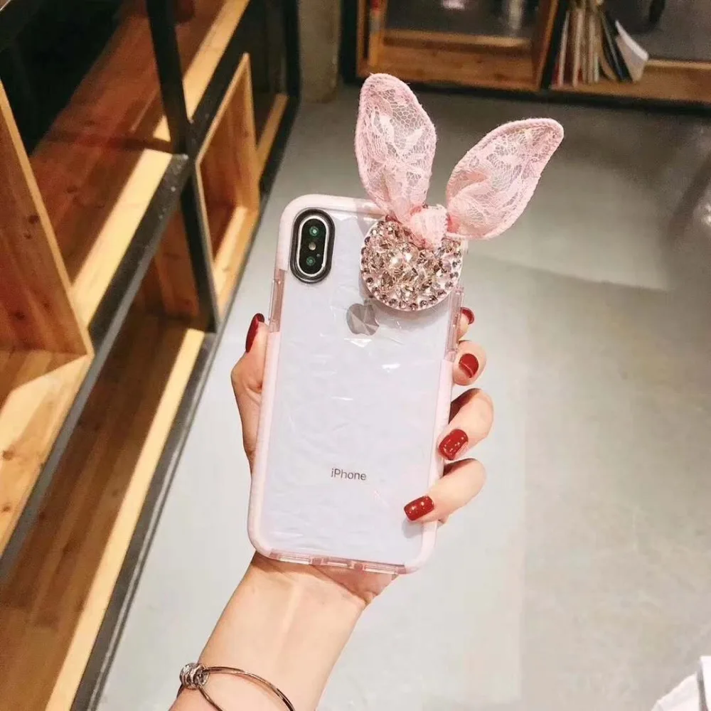 Роскошный чехол с кроличьими ушками для iPhone11 Pro MAX X XR XS 6 6S 7 8 Plus|Бамперы| |