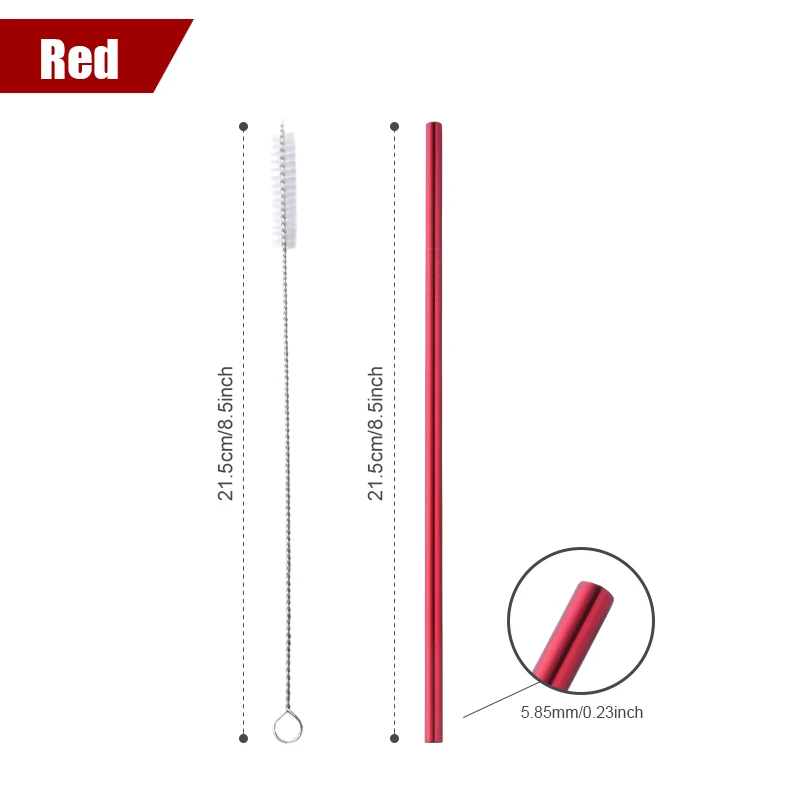 Red straight 5pcs 5 шт питьевой соломы с чистящей щеткой набор многоразовых коротких коктейльных трубок золотые металлические соломинки пищевые сочные вечерние бар набор соломинок - Цвет: Red straight 5pcs