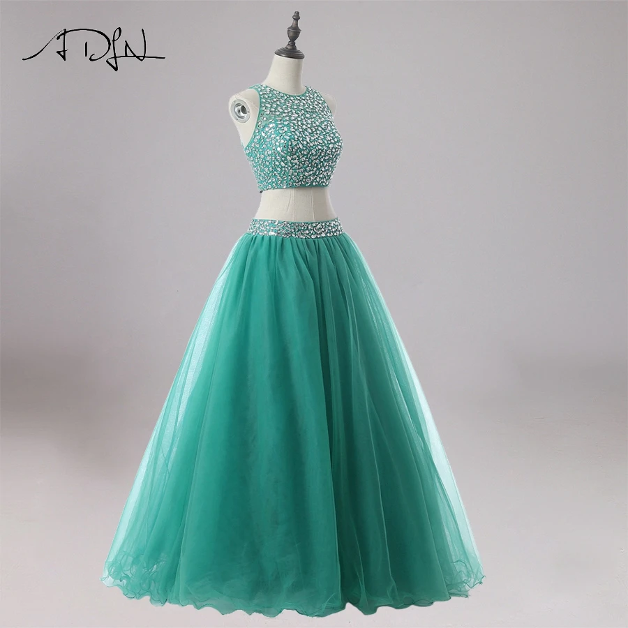 ADLN пикантные Роскошные Бисер из двух частей Бальные платья Quinceanera платье Зеленый