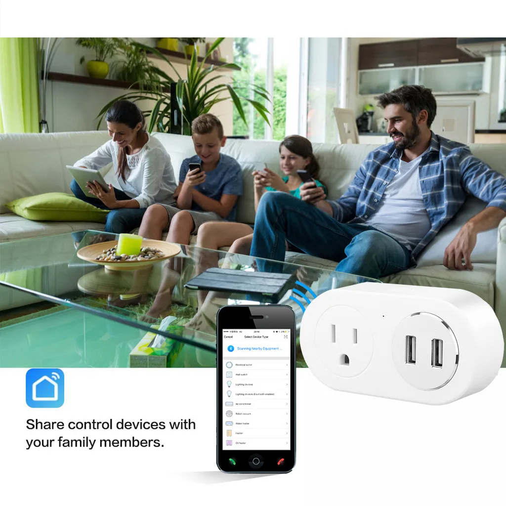 Wifi Интеллектуальный штекер с двойной usb зарядкой Amazon Echo для Google Home голосовая поддержка обратного отсчета закрывающая розетка 56