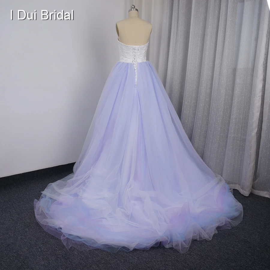 Синий фиолетовый розовый красочные Свадебные платья Тюль слоев жемчуга бисером