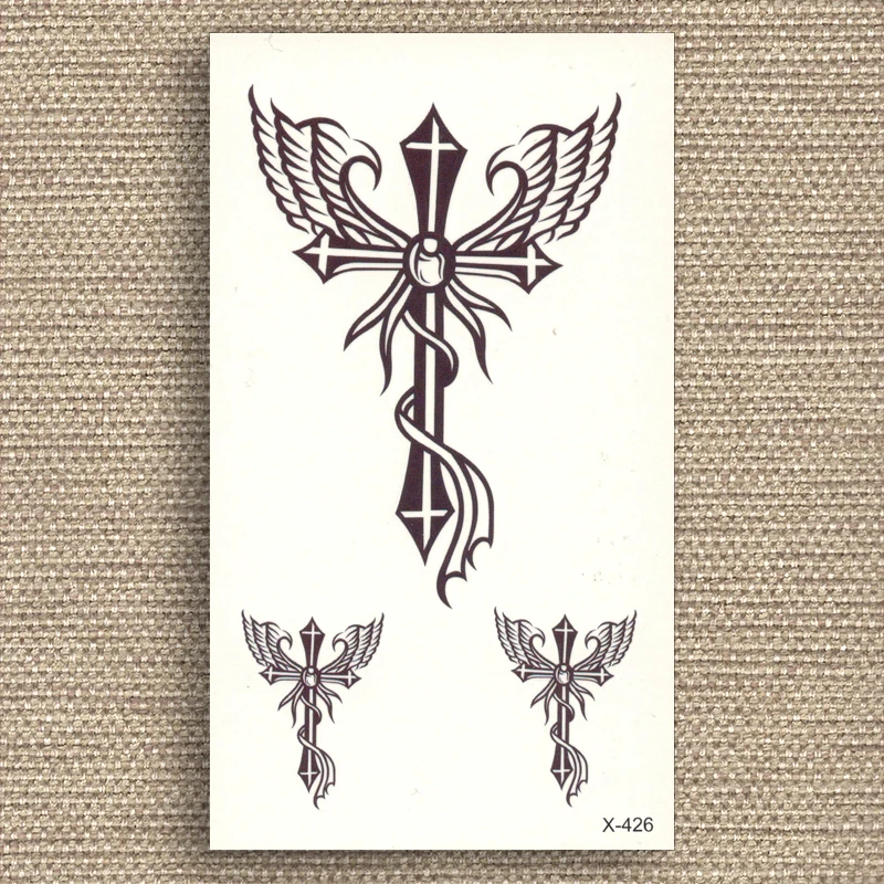 Водостойкая Временная наклейка черная переводная вспышка искусственная