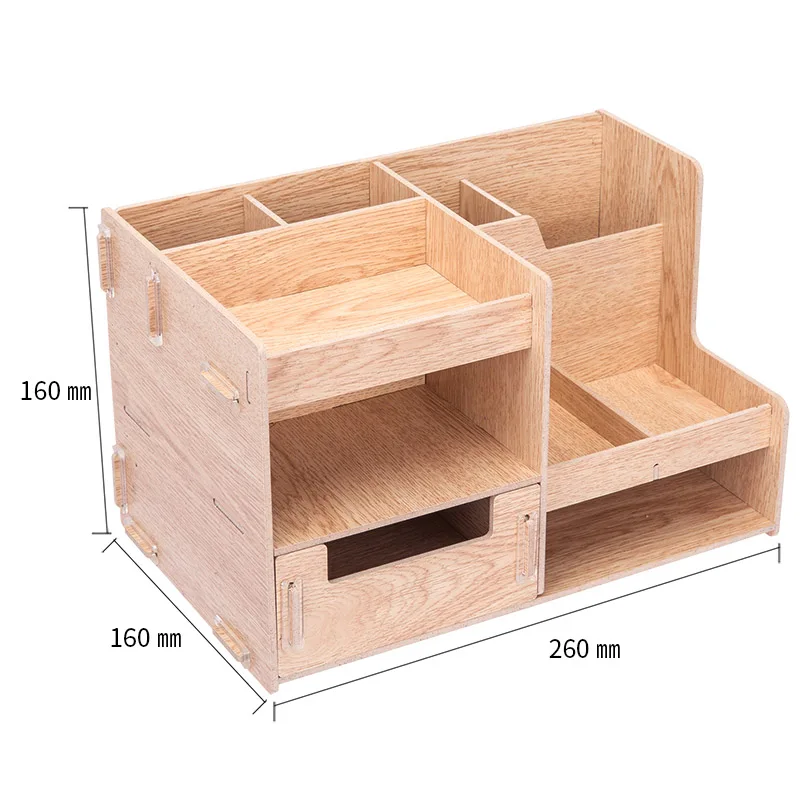 Деревянный лоток для документов DIY Настольный ящик для хранения многофункциональная ручка карандаш файл держатель офисный стол органайзер школьные принадлежности 79230 - Цвет: 79231