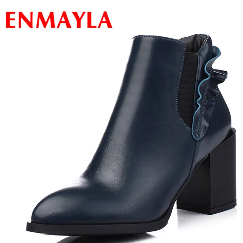 Туфли ENMAYLA 2 цвета черный и синий Очаровательные ботильоны для женщин дамская