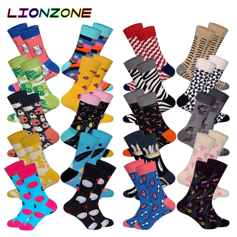 LIONZONE 2 пар/лот новое платье смешные мужские носки уличная одежда свадебный подарок новинка хлопковые длинные носки