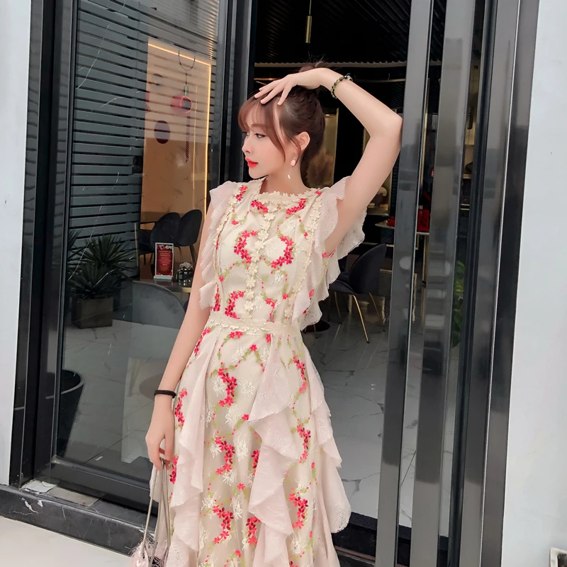 LISM ассиметричный с высокой талией роскошные вечерние кружевные платья вышивкой